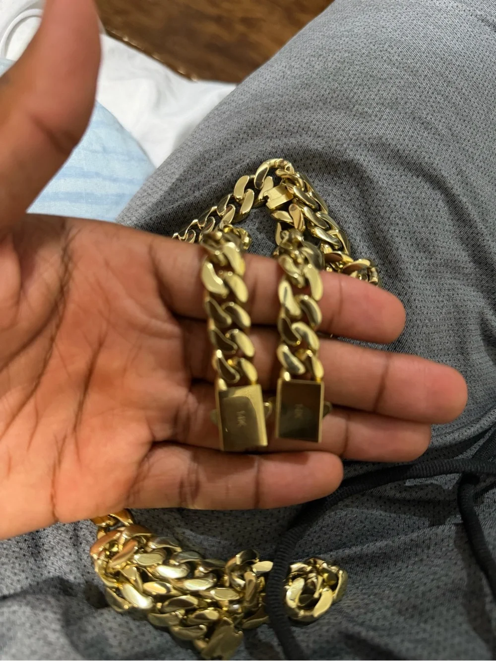 14k Gold plated Cuban Link Chain and Bracelet Set